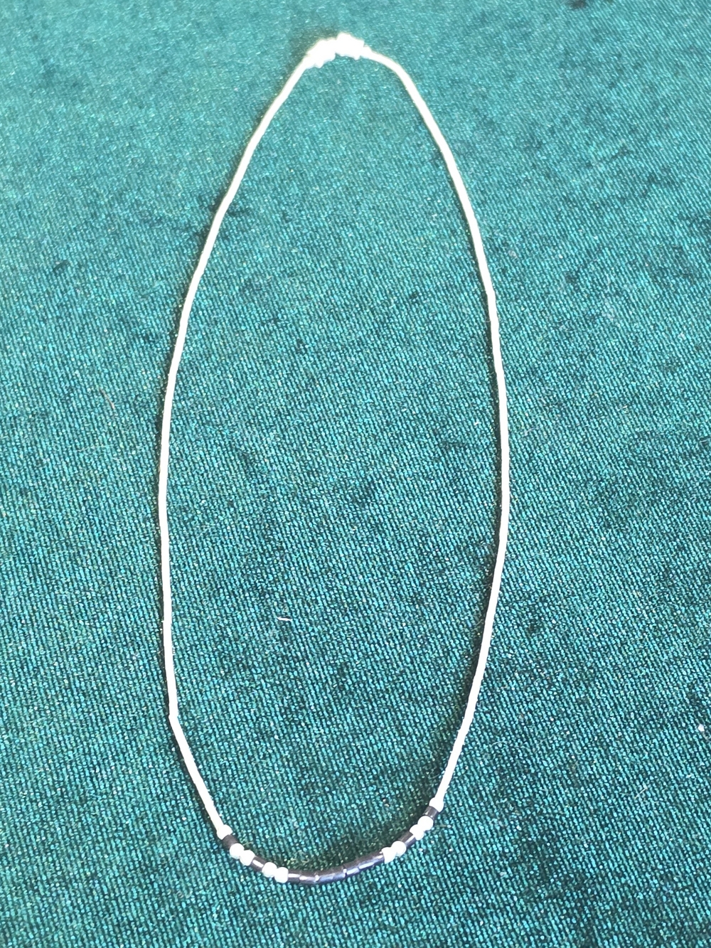 Minimal Sterling Silver And Onyx Beaded Women's Necklace